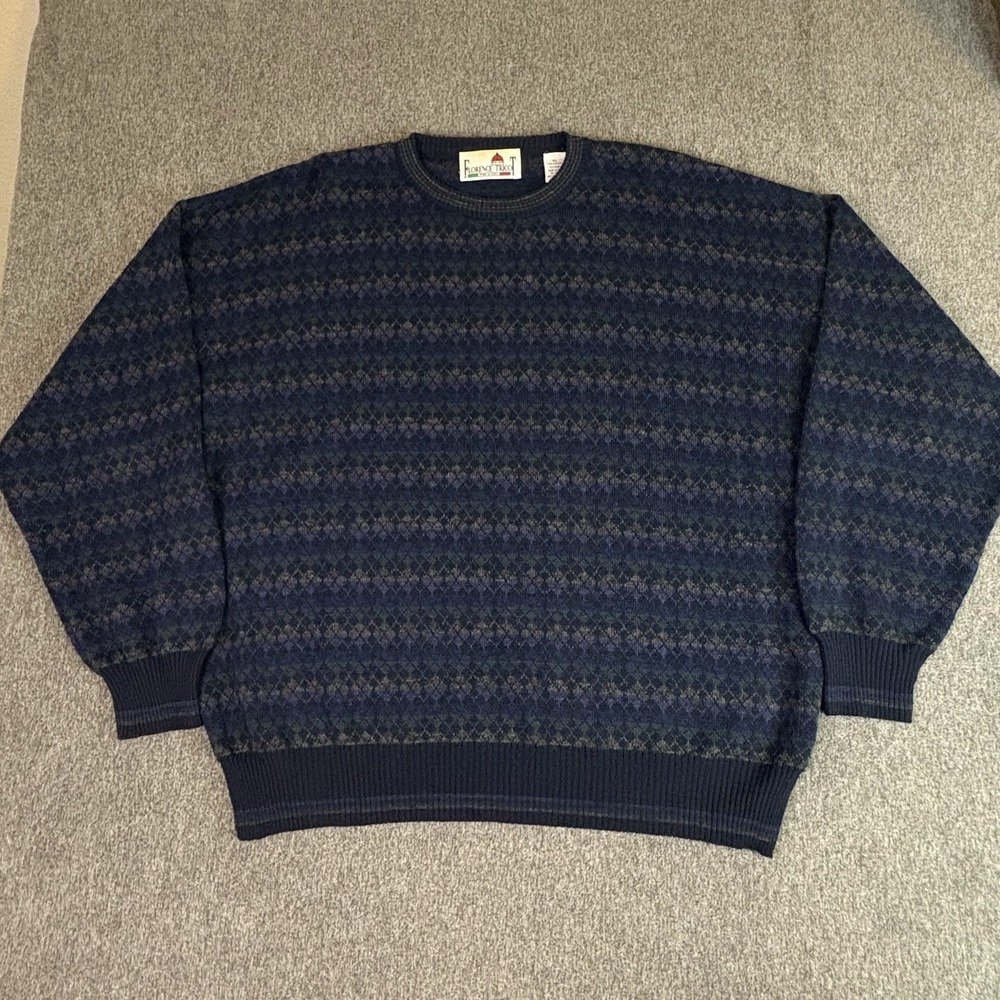 VTG 90s Florence Tricot Multicolor 3D Knit Coogi Style Textured Sweater Men's XL